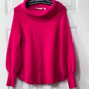 Soft Surroundings Calanthe Cashmere Sz S Sweater Pullover Bright Rose Cowl Neck